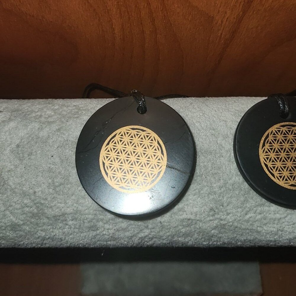 SALE Shungite Stone Flower of Life Pendant Paint EMF Shield Protection Authentic